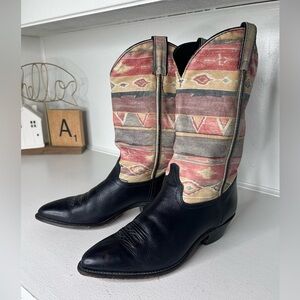 Vintage Code West Men’s Cowboy Boots Size 10M Southwestern Textile Shaft USA